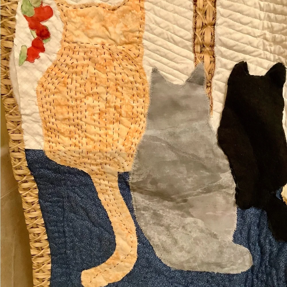 Unique handmade cat, kitties, wall hanging. Hand sewn. Perfect for the cat lover